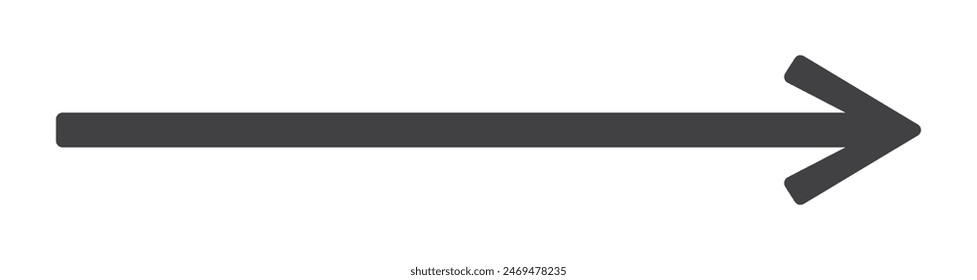Arrow forward or right. Long black arrow, straight line. Vector. EPS10.