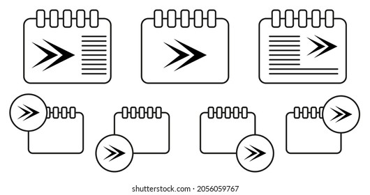 Arrow, forward vector icon in calender set illustration for ui and ux, website or mobile application