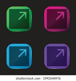 Arrow four color glass button icon