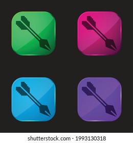 Arrow four color glass button icon