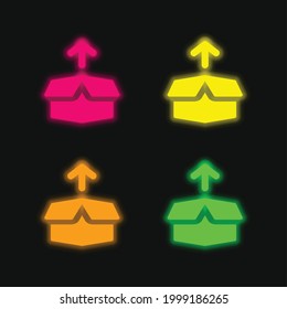 Arrow four color glowing neon vector icon