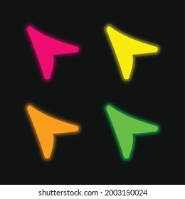 Arrow four color glowing neon vector icon