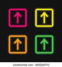 Arrow Up four color glowing neon vector icon