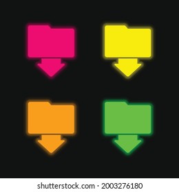 Arrow four color glowing neon vector icon
