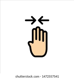 Arrow, Four Finger, Gesture, Pinch  Flat Color Icon. Vector icon banner Template