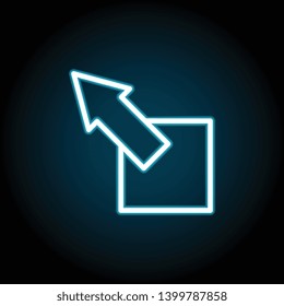 arrow, full screen neon icon. Simple thin line, outline vector of Arrow icons for UI and UX, website or mobile application on dark blue gradient background