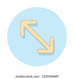 Arrow full screen yellow sign on a soft blue background, hand drawn with a doodle illustration design