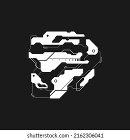 С flecha de yberpunk. Ciberelemento de interfaz futurista. Puntero tecnológico Cyberpunk, dirección, flecha para el diseño del juego, afiche, volante, etc. Estética tecnológica. Concepto tecnocrático. Ilustración del vector