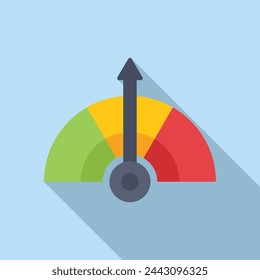 Arrow gauge survey icon flat vector. Satisfaction level. Patron degree rank