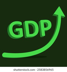 Arrow Up GDP Growth Representing Financial Success and Economic Investment in 3D Illustration showing trade development business achievement market direction progress productivity wealth 