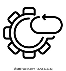 Arrow and gear icon. Outline arrow and gear vector icon for web design isolated on white background