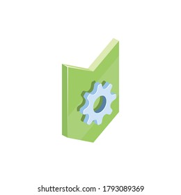 Arrow gear setting. Vector 3d isometric, color web icons set, new flat style. Creative illustration, idea for infographics.