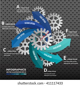 Arrow with gear wheel for infographic presentation design.