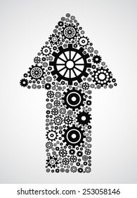 arrow with gears
