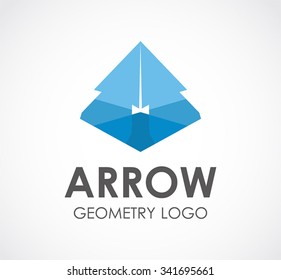 Arrow up of geometric direction abstract vector and logo design or template focus business icon of company identity symbol concept