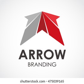 Arrow of geometric direction logo design vector template and abstract growth business symbol of company identity Logotype concept icon.