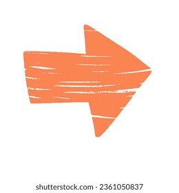 Arrow geometric Shape with pencil scratches, hatched free hand silhouette style handsketch. Vector illustration