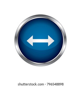 arrow glass sign icon blue shiny button. ui website button, Colored icon or button of arrows symbol with background.