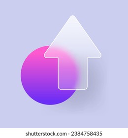 Arrow up with glassmorphism effect. Pointer direction glass icon. Vector illustration