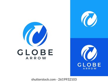 seta global tech logo. crescimento, progresso, conexão vetor design conceito