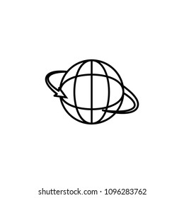arrow globe icon. Element of mobile banking for smart concept and web apps. Thin line arrow globe icon can be used for web and mobile on white background