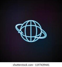 arrow globe icon in neon style. One of Mobile banking collection icon can be used for UI, UX