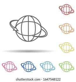 Arrow globe in multi color style icon. Simple thin line, outline vector of mobile banking icons for ui and ux, website or mobile application