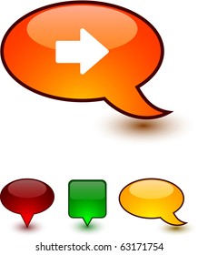  Arrow glossy speech vector icons.
