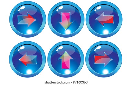 Arrow glossy web buttons.Vector