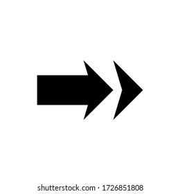 Arrow glyph icon design. Forward mark vector illustration. Black glyph on white background.