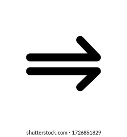 Arrow glyph icon design. Forward mark vector illustration. Black glyph on white background.