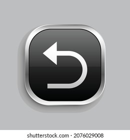 arrow go back fill icon design. Glossy Button style rounded rectangle isolated on gray background. Vector illustration