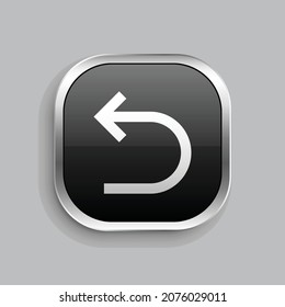 Pfeil gehen zurück Linie Symbol Design. Glossy Button-Stil, abgerundetes Rechteck einzeln auf grauem Hintergrund. Vektorgrafik