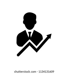Arrow going up - with businessman icon vector black