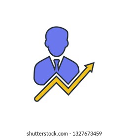 Arrow going up - with businessman icon vector