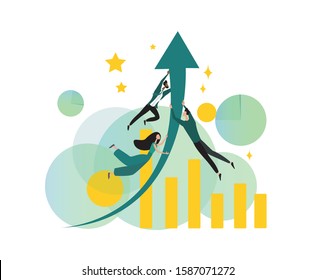 Arrow is going up and people grab the arrow. New possibilities. Concept design