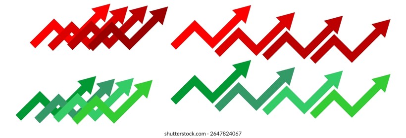 Arrow going up symbol with percentage sign. Import tariffs increasing graph symbol with the colour of USA and China flag vector illustration
