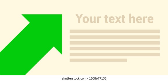 Arrow going up. Abstract background for business banner, poster, presentation. Symbol of financial growth, success, rise. Company progress. Business vector illustration, flat style.