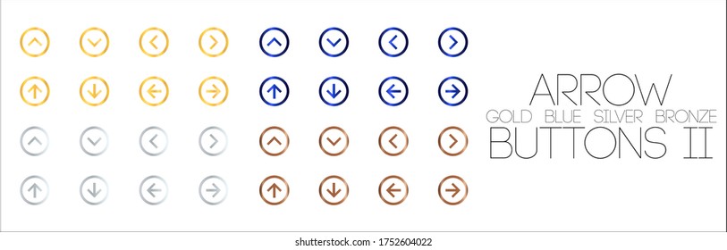 ARROW GOLD BLUE SILVER BRONZE BUTTONS II vector set
