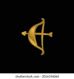 Arrow gold plated metalic icon or logo vector