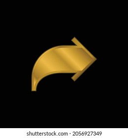 Arrow gold plated metalic icon or logo vector