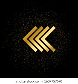 Arrow gold vector icon. Vector illustration of golden particle background
