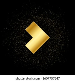 Arrow gold vector icon. Vector illustration of golden particle background