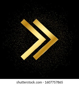 Arrow Gold Vector Icon. Vector Illustration Of Golden Particle Background