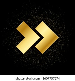 Arrow Gold Vector Icon. Vector Illustration Of Golden Particle Background