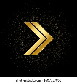 Arrow Gold Vector Icon. Vector Illustration Of Golden Particle Background