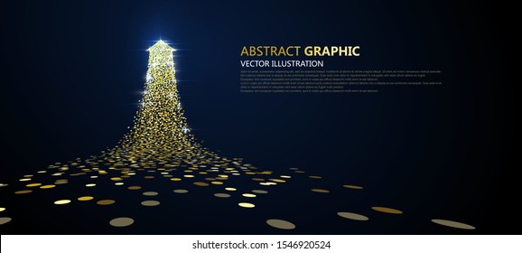 An arrow of golden particles, business concept,vector illustration.