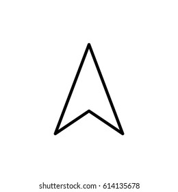 Arrow gps navigation icon vector illustration. Linear symbol with thin outline. The thickness is edited. Minimalist style. Exclusive quality of execution in material design. Line thickness 20 px