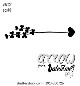 Arrow. Graceful floral arrow. Clover. Arrow. Heart. Tattoo. Valentine's Day. Wedding. Pointer. Isolated element on a white background. Vintage illustration.	
Eps 10.