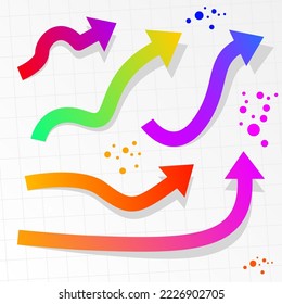 color de gradiente de flecha. conjunto de iconos vectoriales de flecha. Flechas abstractas vectoriales para uso de diseño. símbolos de flecha coloridos. 